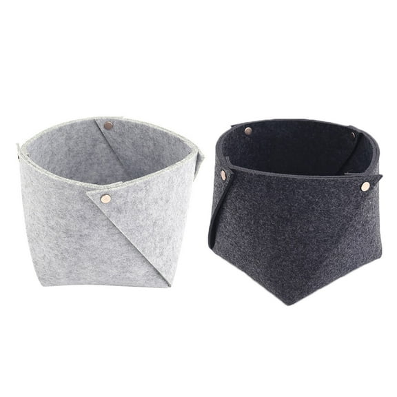 PATKAW 2Pcs Felt Storage Basket Bedside Sundries Organizer Folding Notepaper Box