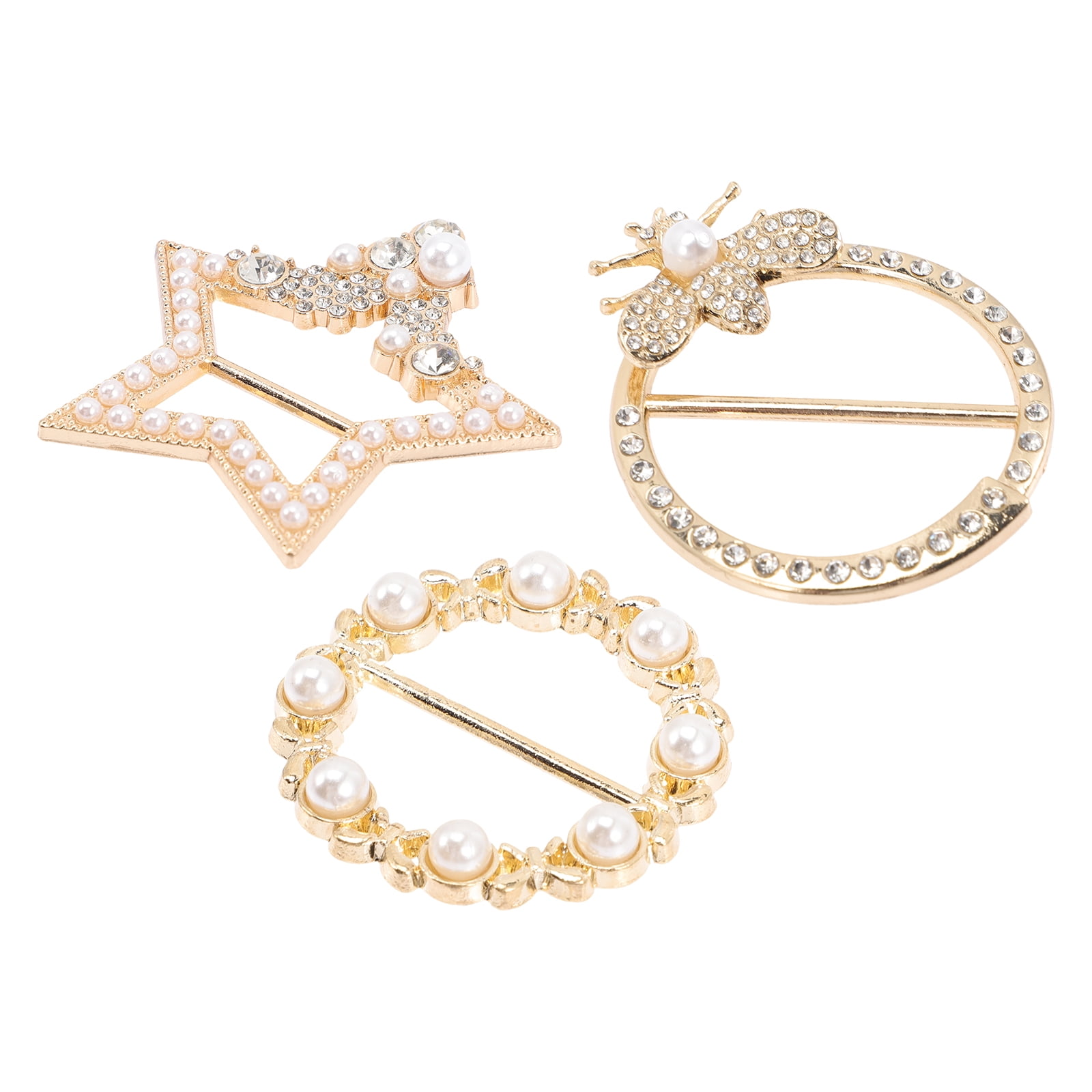 PATKAW 3pcs TShirt Clips Pearls Scarf Clip Ring Night Dress Clothing