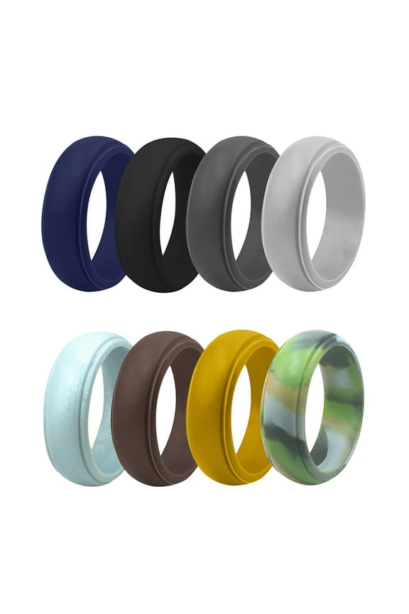8pcs Colorful Rings Sports Silicone Flexible Finger Rings Outdoor Jewelry
