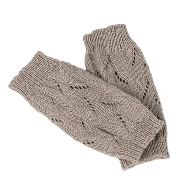 PATKAW Women's Winter Warm Knitted Crochet Gloves Long Fingerless Arm Warmers Gloves Mittens with Thumb Hole (Light Grey)