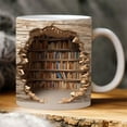PATLOLAV 3D Bookshelf Mug, Book Lovers Ceramic Coffee Mug, Space Design