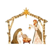 PATLOLAV Easter Decorations Outside Nativity Set, Winter Snow Outdoor Jesus Nativity Scene Outside Easter Decor, Holiday Outdoor Manger Nativity Set for Yard with Metal Stakes