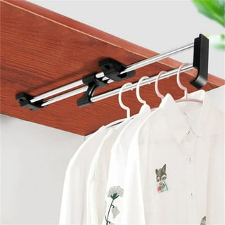  Pull Down Closet Rod, Heavy Duty Closet Pull Down Rods Hanger  for Hanging Clothes Wardrobe Lift Rail Aluminum Alloy Damping Buffer  Organizer Storage System, Capacity 55lbs ( Color : Black 