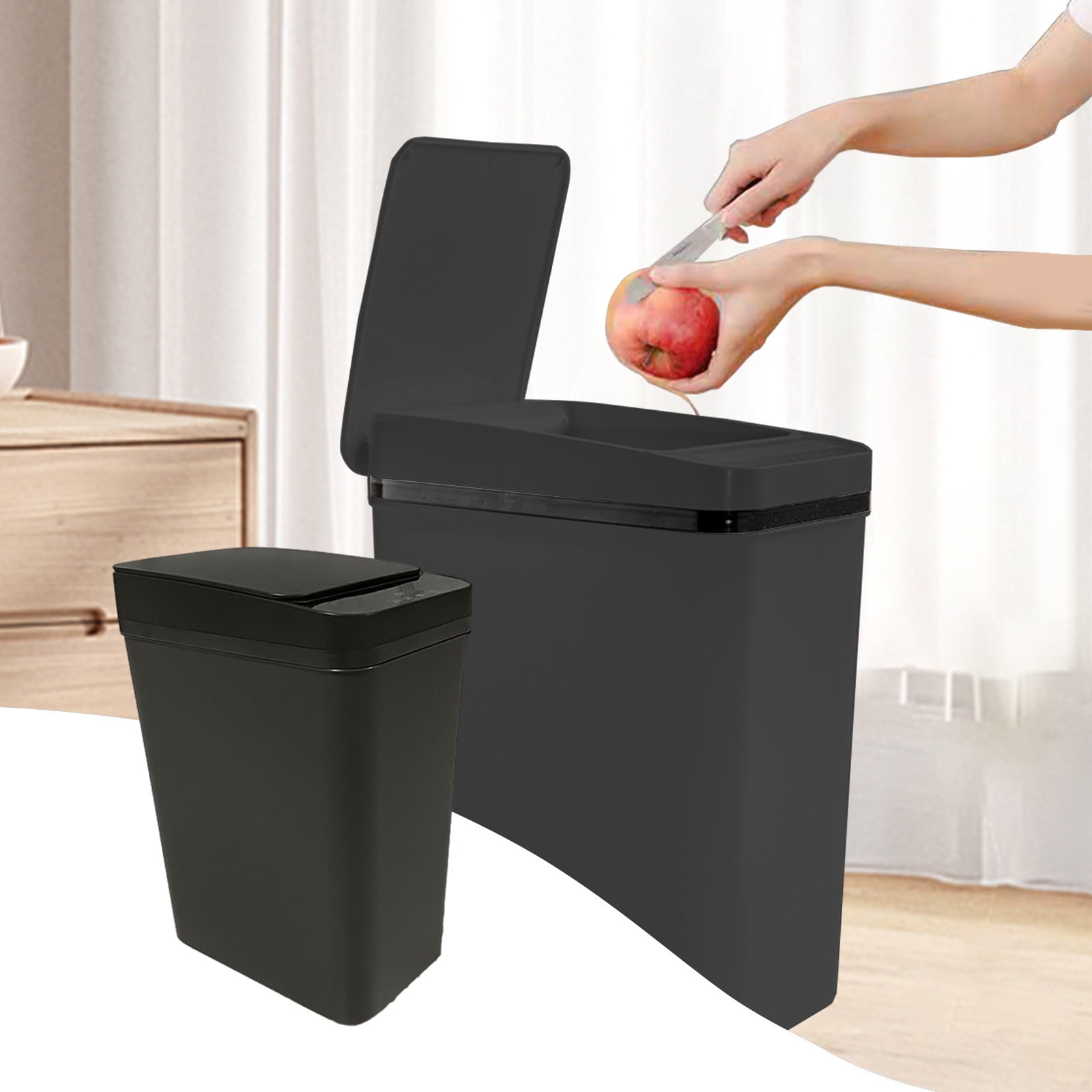 PATLOLAV Touchless Bathroom Trash Can, 12L Automatic Trash Cans ...