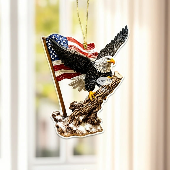 PATLOLLAV 1 Pcs 4th of July Acrylic Table Ornament, Patriotic Eagle and American Flag Design Table Decoration for Independence Day Memorial Day Festive Home Office Decor