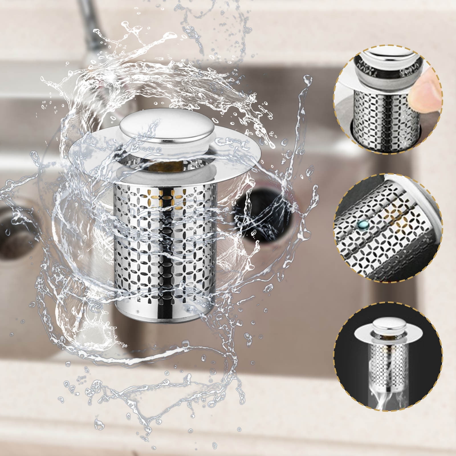 PATLOLLAV 1 Pcs Bathroom Sink Stopper Hair Catcher, Pop Up Sink Drain ...