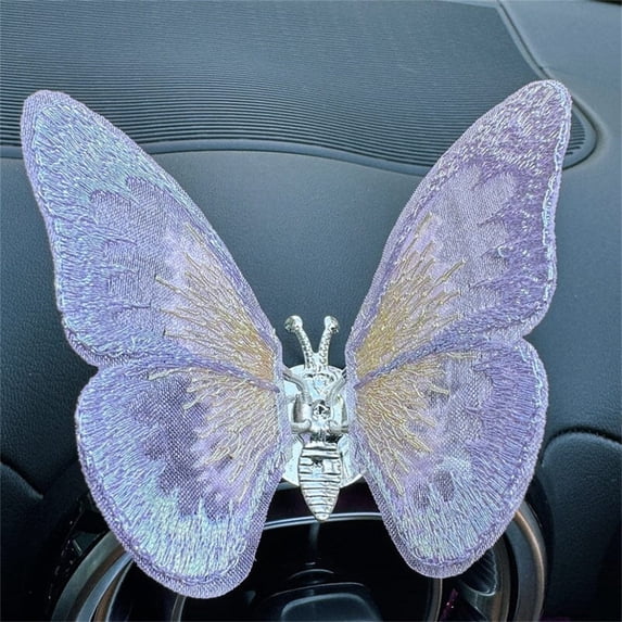 PATLOLLAV 1 Pcs Butterfly Air Aromatherapy Clips Car Accessories, Embroidery Butterfly Car Vent Clip, Embroidery Butterfly Decoration with Dancing Wings, Car Interior Accessories Car Vent Ornament