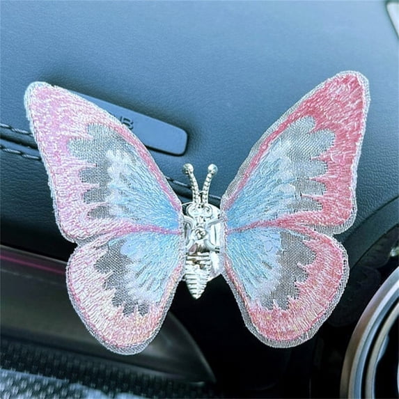 PATLOLLAV 1 Pcs Butterfly Air Aromatherapy Clips Car Accessories, Embroidery Butterfly Car Vent Clip, Embroidery Butterfly Decoration with Dancing Wings, Car Interior Accessories Car Vent Ornament