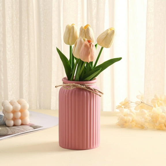 PATLOLLAV 1 Pcs Elegant Plastic Vase Small Lightweight Fade-Resistant Vase Decorative Container for Wedding Centerpieces, Office Desk Decor, Home Floral Arrangements, Event Decor