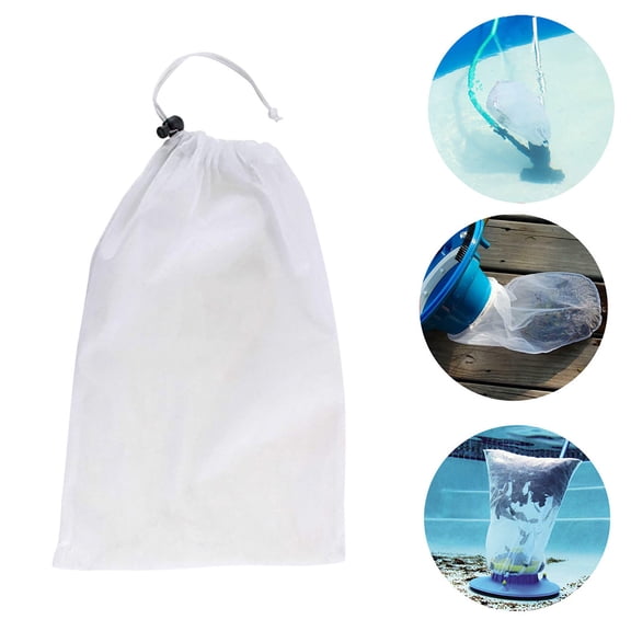 PATLOLLAV 1 Pcs Fine Mesh Filter Bag, Pool Vacuum Replacement Mesh Bag Pull-N-Lock Cord, Holds Leaves & Debris, Universal Fit, Leaf Terminator, Eater, Gulper, 9"*11.8"