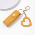 thumbnail image 1 of PATLOLLAV 1 Pcs PU Leather Lipstick Holder with Heart Shaped Mirror Potable Chapstick Holder Soft Lip-Balm Holder, Lipstick Pouch, Mini Bag Keychain Ring Clasp for Chapstick Perfume Fingernail Polish, 1 of 5
