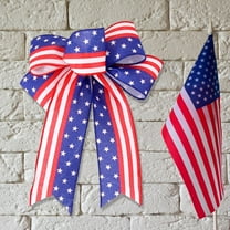 PATLOLLAV 1 Pcs Ribbon Bows Decorations Patriotic Bows for Wreaths Red White Blue Stripe Stars Bow for Labor Day Memorial Day Fourth of July Outdoor Indoor Tree Topper Decorations