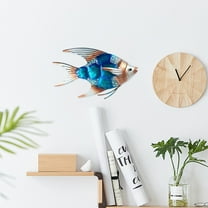 PATLOLLAV 1 Pcs Wall Decoration Rainbow Hand Painted Iron Tropical Fish Wall Art - Rustproof Garden & Poolside Metal Sculpture Decor with Glass Fins for Outdoor Spaces