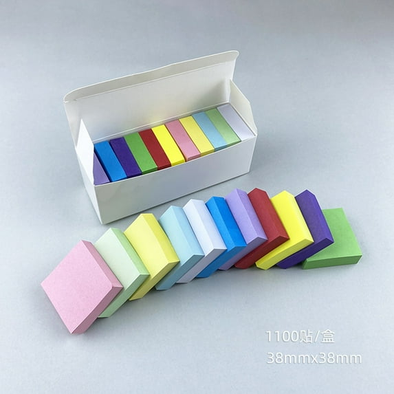 PATLOLLAV 11 Pads Colourful Mini Self-Adhesive Notes, Self Sticky Notes Small Sticky Notes Tearable Stickers for Students and Office Use, (100 Sheets/Pad)