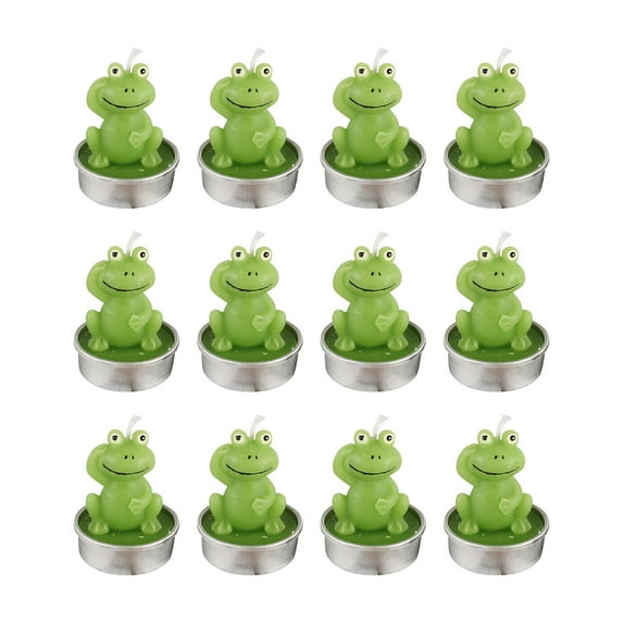 PATLOLLAV 12Pcs Frog Tealight Candles,Tea Lights Candles for Birthday Gifts,Cake Topper,Home Decor,Happy Frog Animals Candles for Gift,Baby Shower,Birthday Party,Festival Wedding