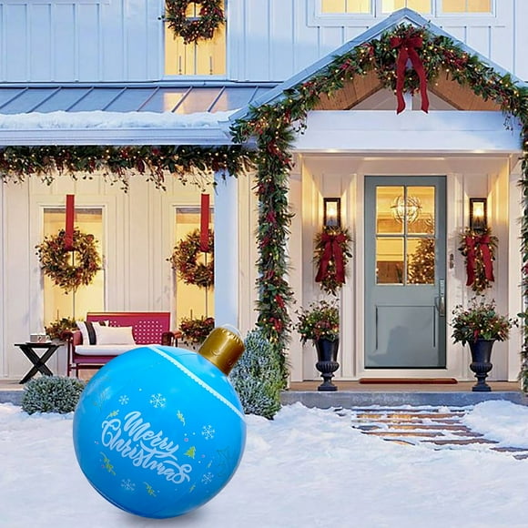 PATLOLLAV 19.68 Inch Outdoor Christmas Ornaments Ball,PVC Outside Christmas Ornaments Ball Giant Commercial Christmas Decorations Red Xmas Tree Hanging Ball for Yard Lawn Holiday Party,Blue