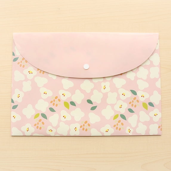 PATLOLLAV 1Pcs Floral Plastic Document Folder Plastic Envelopes Poly Envelopes, Document Folders File Folders US Letter A4 Size File Envelopes with Label Pocket