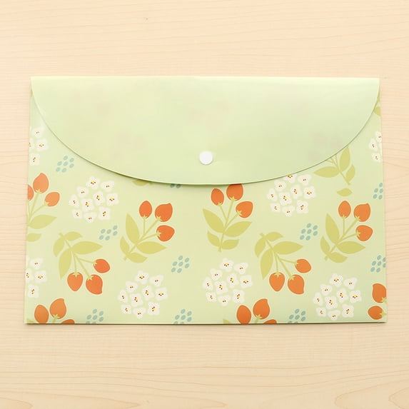 PATLOLLAV 1Pcs Floral Plastic Document Folder Plastic Envelopes Poly Envelopes, Document Folders File Folders US Letter A4 Size File Envelopes with Label Pocket