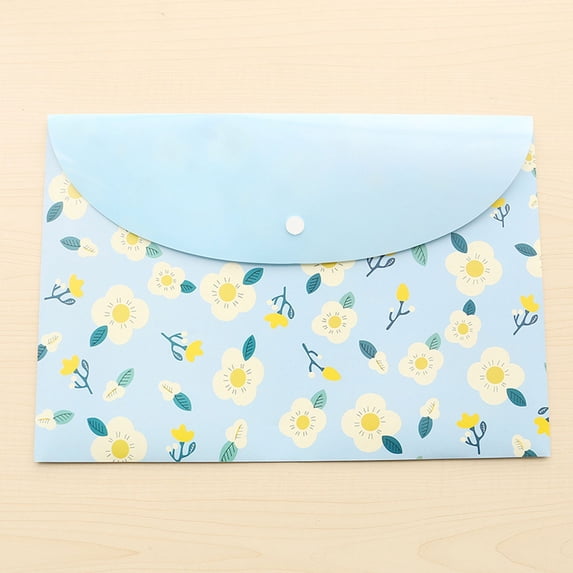 PATLOLLAV 1Pcs Floral Plastic Document Folder Plastic Envelopes Poly Envelopes, Document Folders File Folders US Letter A4 Size File Envelopes with Label Pocket