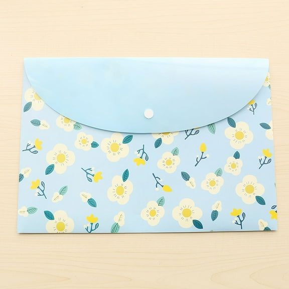 PATLOLLAV 1Pcs Floral Plastic Document Folder Plastic Envelopes Poly Envelopes, Document Folders File Folders US Letter A4 Size File Envelopes with Label Pocket