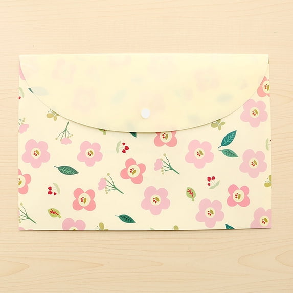 PATLOLLAV 1Pcs Floral Plastic Document Folder Plastic Envelopes Poly Envelopes, Document Folders File Folders US Letter A4 Size File Envelopes with Label Pocket