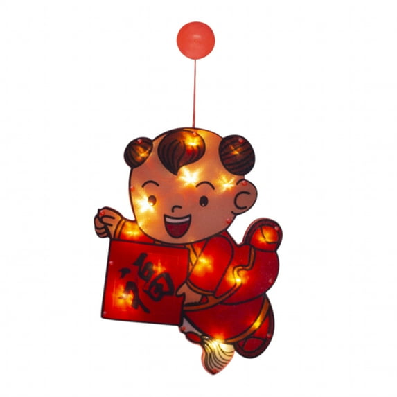PATLOLLAV 2024 Suction Lamp for Chinese Lunar New Year, Fu Words New Year Red Lantern Hanging Decor,Chinese Festival and Celebration Lantern Window Suction New Year Lamp New Year Decor