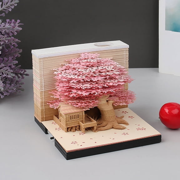 PATLOLLAV 3D Note Paper Treehouse Pen Holder, Funny Cute 3D Paper Carving Art Notepad DIY Building Block Kawaii Sticky Notes Memo Pad Creative Post Notes Treehouse for Office/Reading Room