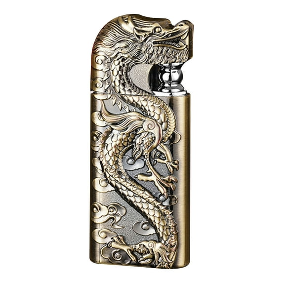PATLOLLAV 3D Relief Dragon Dual Flame Lighter with Adjustment Flame Tool, Creative Windproof Design Jet Flame Torch Lighter, Refillable Butane Lighter Gift Lighter for Father,Men,Lover