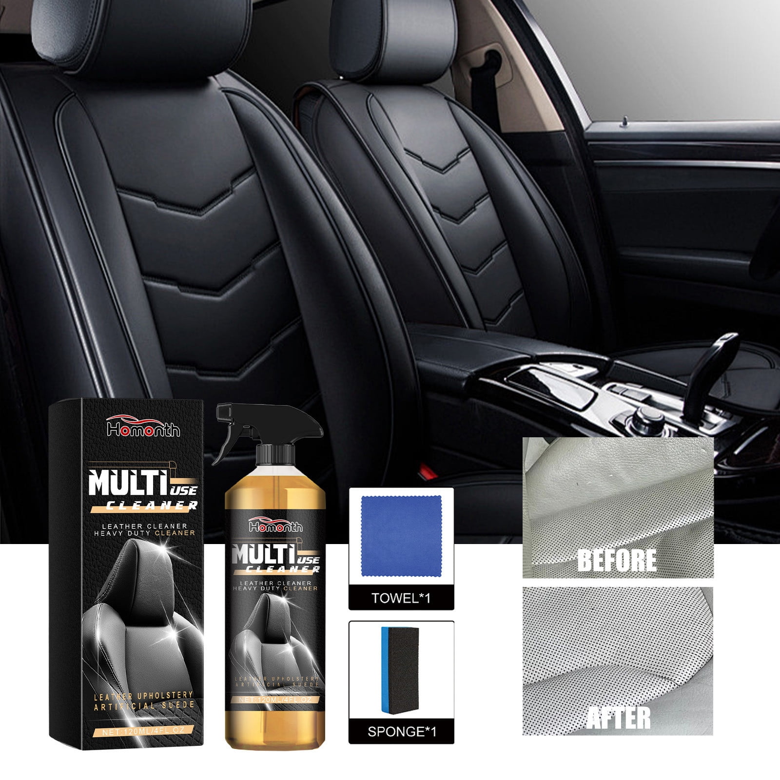 PATLOLLAV 4 Oz Car Interior Cleaner , Grime, Grease, Oil & Stains from Leather, Vinyl & Plastic for Seats, Steering Wheels, Door Panels, Dashboards - Car, Office, Home Use