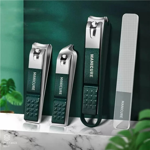 PATLOLLAV 4PCS Professional Nail Clippers Set, Toenail Clippers Fingernails Nail File, Nail Cutter, Sharpest Thick Toenail Ingrown Nail Clipper Set, Best Travel and Gift for Men and Women