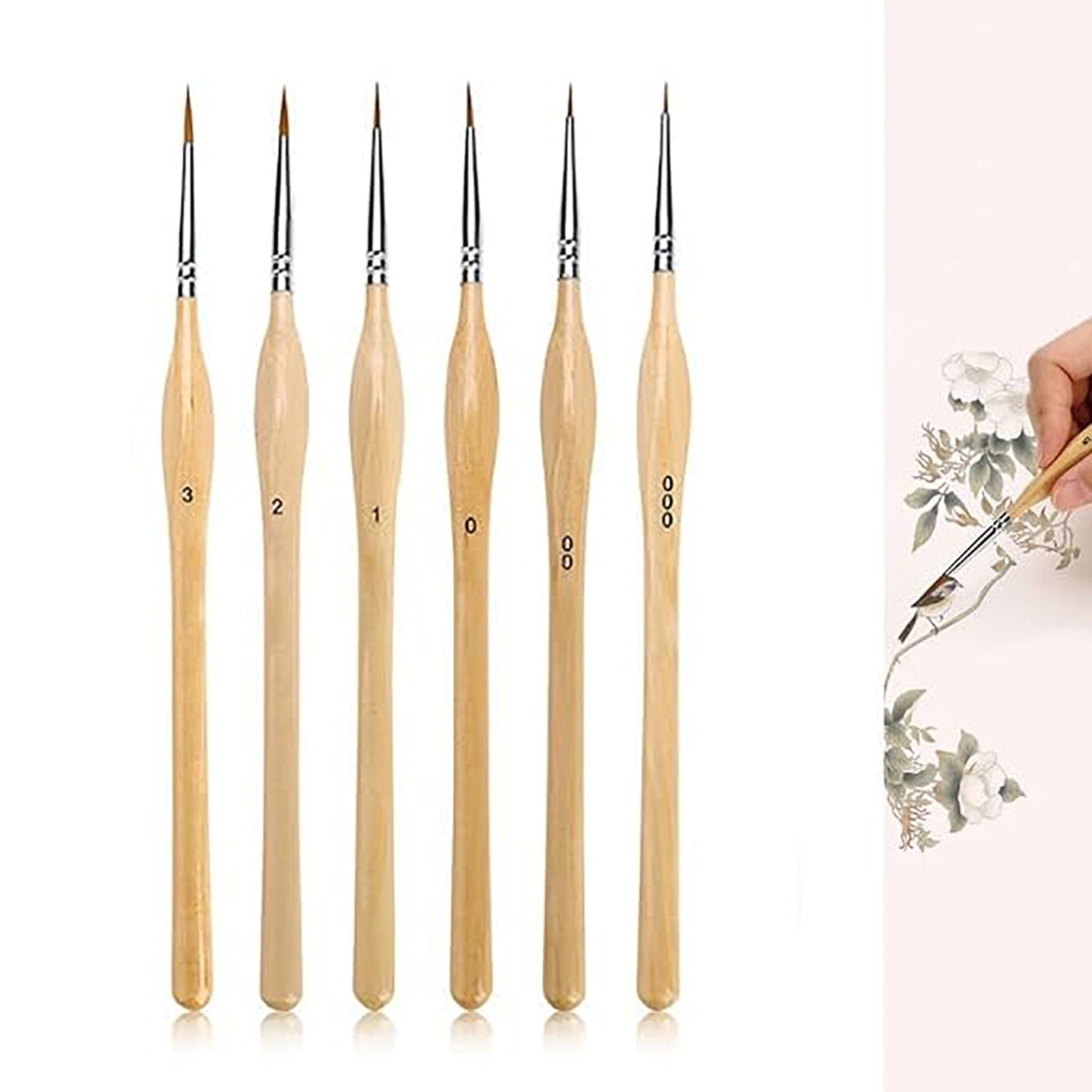 PATLOLLAV 6 Pcs Detail Paint Brush Set,Fine Tip Point Paintbrush for