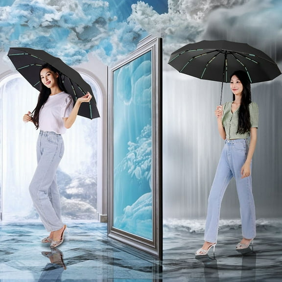 PATLOLLAV 60 Rib Folding Umbrella for Sunny and Rainy Days – Fully Automatic Large Reinforced Black Plastic Sunshade with UPF50  Sun Protection and Quick-Dry Technology