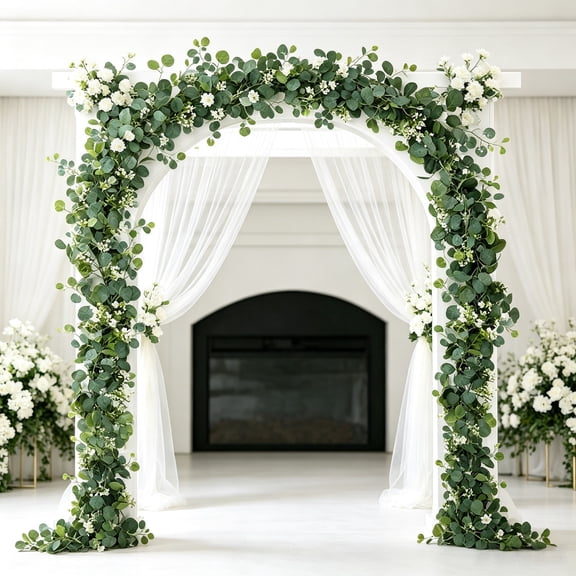 PATLOLLAV 71 Inch Eucalyptus and Willow Leaf Garland with Artificial Flowers Fake Flower Vine Greenery Decorative Wall Hanging Plant for Spring Wedding Arch Backdrop Door Arrangement Decor
