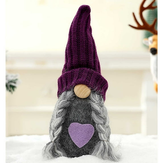 PATLOLLAV 8.7 Inch Purple Plush Christmas Gnome Doll,Christmas Gnomes Decorations Purple Handmade Plush Decor Winter Holiday Christmas Valentine's Day Ornaments Xmas Gift