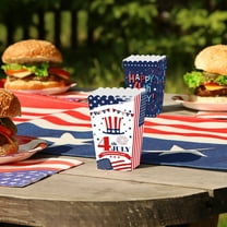 PATLOLLAV 8 Pcs 4th of July Popcorn Boxes, Disposable Paper Treat Containers for Independence Day Party Supplies Patriotic Decorations
