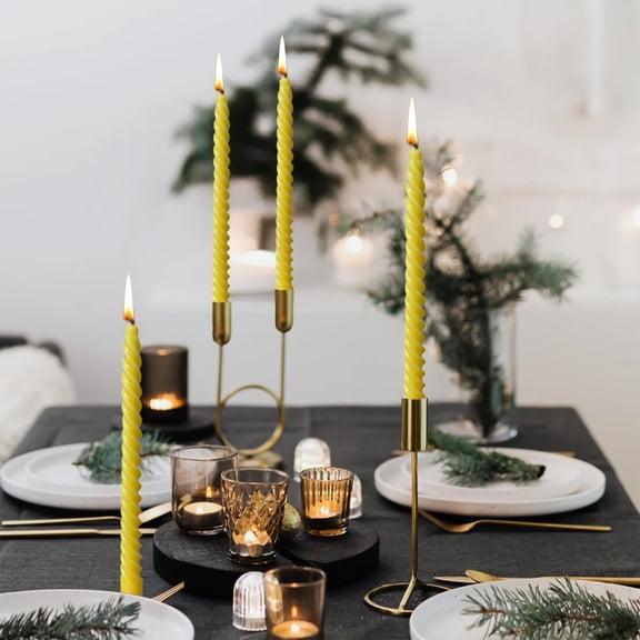PATLOLLAV 9.84 Inch Long Unscented Taper Candles 4-Pack - Multicolor Mixed Wax Candles for Weddings, Holiday Tablescapes, and Relaxing Home Ceremonies