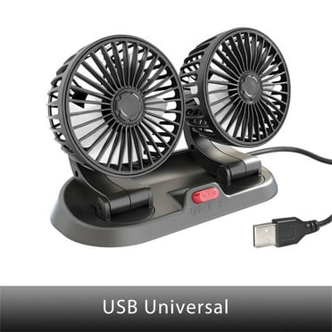 PATLOLLAV Adjustable Dual Head Car Cooler Fan - Portable Vehicle Cooling Fan with 2 Speeds, USB Powered Fan for SUV, RV, Truck, Sedan