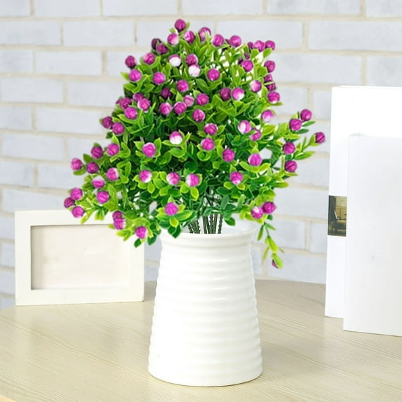 PATLOLLAV Artificial Flowers, Fake Flowers 10 Bundles UV Resistant Shrubs Faux Plastic Greenery Plants Hanging Planter Flora Fence Indoor Outside Decor Wedding Indoor Farmhouse Decor