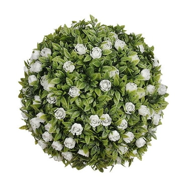 PATLOLLAV Artificial Plant Topiary Balls for Outdoor Decor,Garden Spheres Decorative, Faux Boxwood Mini Rose Balls Plants for The Front Door,Porch,Backyard, Patio and Wedding
