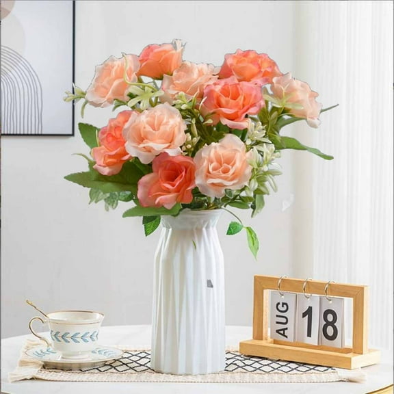 PATLOLLAV Artificial Rose Flowers,5 Forks 10 Mini Heads Roses Home Decoration Plastic Flowers,Fake Silk Flowers for Wedding Centerpieces Bouquets DIY Floral Decor Artificial Flower Home Decor