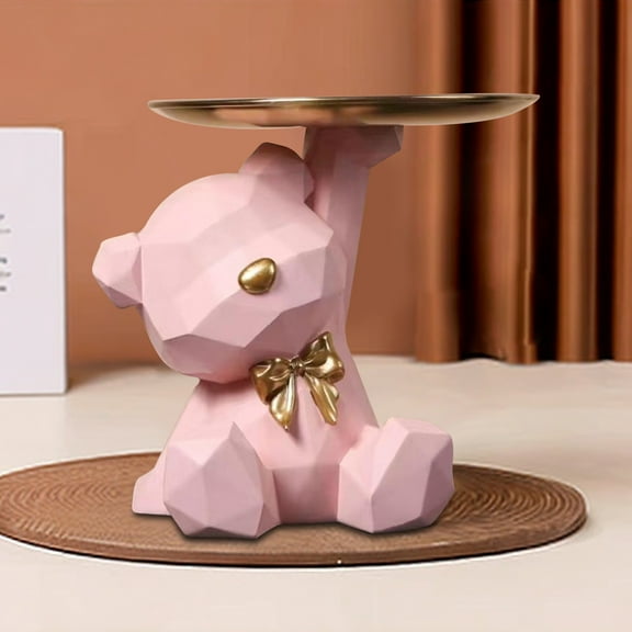 PATLOLLAV Bear Creativity Tray for Entryway Tabletop,Bear Statues Home Decor, Funny Bear Statue Fun Candy Bowl for Modern Small Object Tray, Key Tray, Candy Bowl, Cool Desk Decor