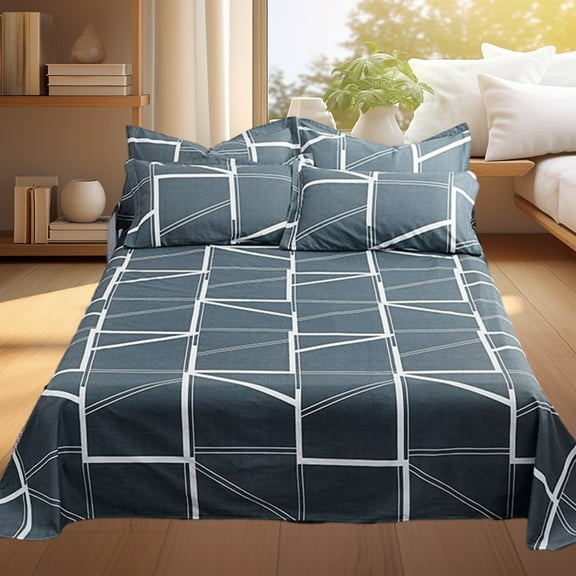 PATLOLLAV Bedding Set of 3, 1 Flat Sheet and 2Pillowcases Large Size All Seasons Comfy Wrinkle Resistant Anti-fading Bedding Set for Women, Men, Kids & Teens