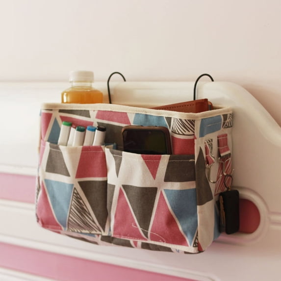 PATLOLLAV Bedside Caddy Bedside Hanging Storage Basket with Hooks Multi-Function Organizer Caddy for Bunk and Hospital Beds Dorm Rooms, Can be Placed Glasses Books Mobile Phones Keys
