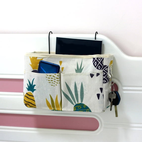 PATLOLLAV Bedside Caddy Bedside Hanging Storage Basket with Hooks Multi-Function Organizer Caddy for Bunk and Hospital Beds Dorm Rooms, Can be Placed Glasses Books Mobile Phones Keys