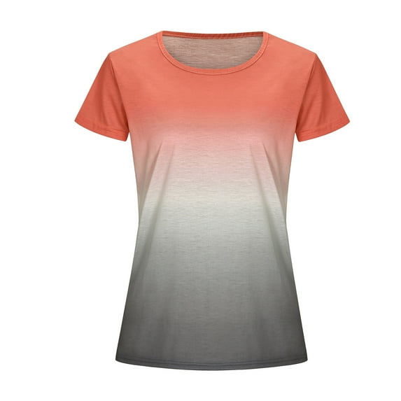 PATLOLLAV Womens Casual Gradient Color Short Sleeve T-Shirt Tunic Blouse Tops