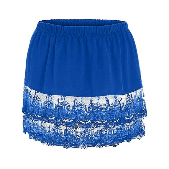 Pntutb Women's Layered Tiered Sheer Lace Trim Extender Half Slip Plus Size Skirt Clothes