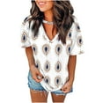thumbnail image 1 of PATLOLLAV Womens Tops Funny Print T-Shirt Leopard V-Neck Blouse Loose Fit Tie-Dye Shirts, 1 of 6