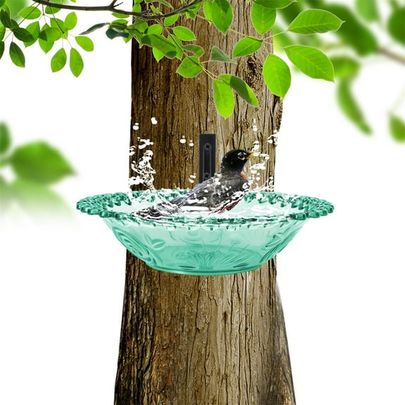 PATLOLLAV Bird Bath Tree Mounted, Plastic Garden Bird Bath & Bird Feeders with Metal Holder, 9.2” Diameter×2.7" Bird Bath for Wooden Fences, Trees, Deck, Walls
