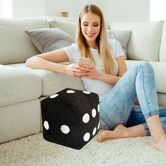 PATLOLLAV Black Cute Dice Plush Doll Toy,Creative Funny Simulation Dice Plush Pillow Cubic Cube Plush Ornament Dolls Stuffed Soft Sofa Back Cushion Creative Home Decor,Xmas Clearance