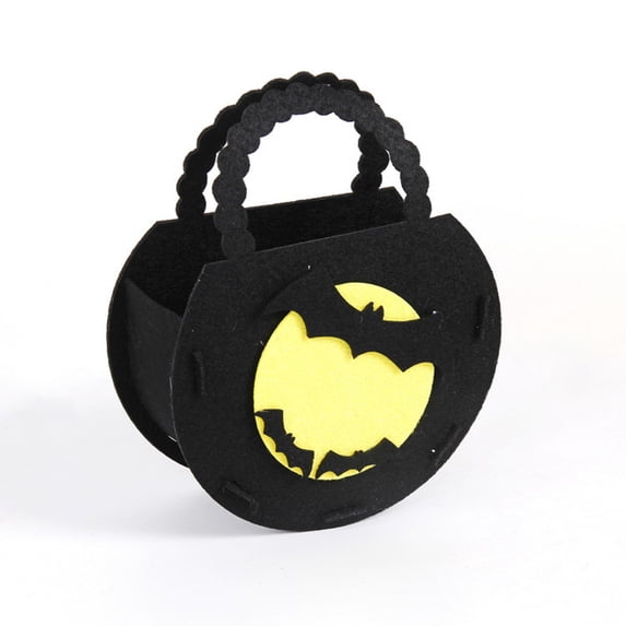 PATLOLLAV Black Felt Cloth Candy Buckets with Handles,Halloween Bat Ghost Pumpkin Witch Candy Pouch Halloween Felt Bag Candy Bag Halloween Snack Candy Buckets,Halloween Trick Bags Bag Tote Bag